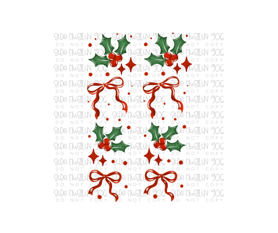 Holly and Bow Sleeve-Ready to Press Transfer