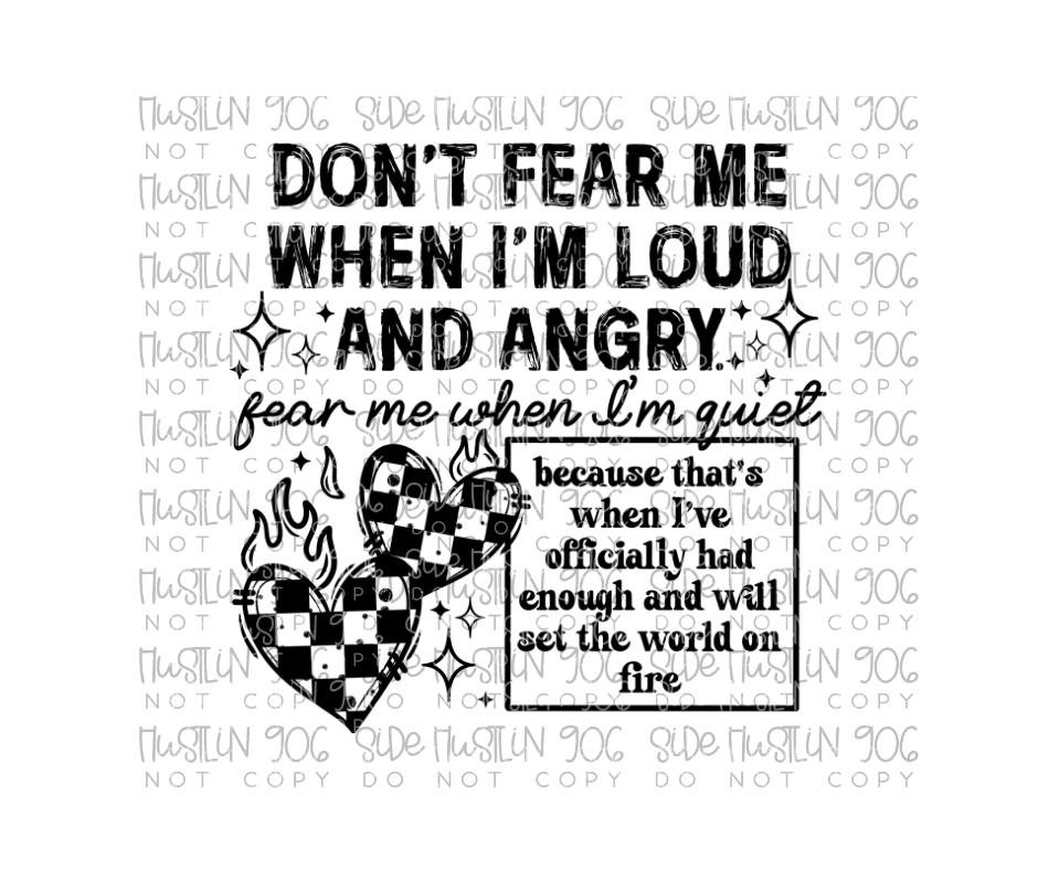 Don't Fear Me Black-Ready to Press Transfer