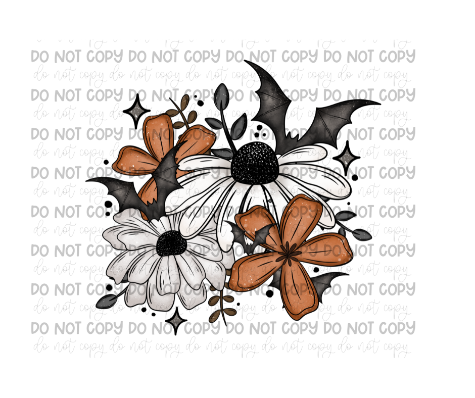 Bat Floral-Ready to Press Transfer