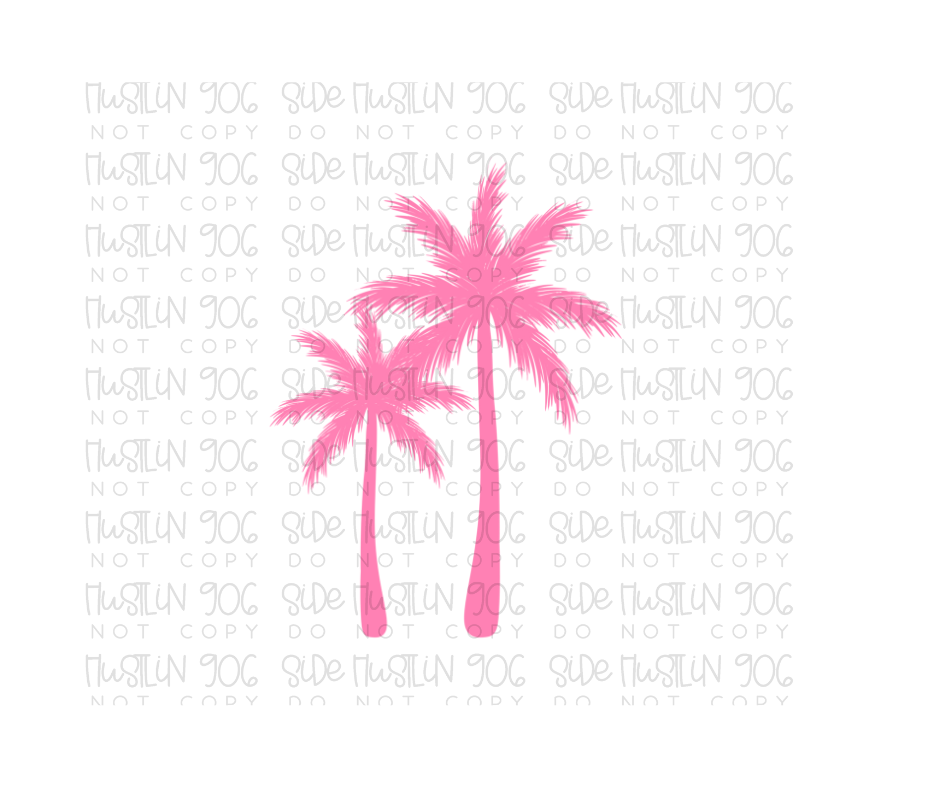 Only Good Vibes Pink palm tree-Ready to Press Transfer