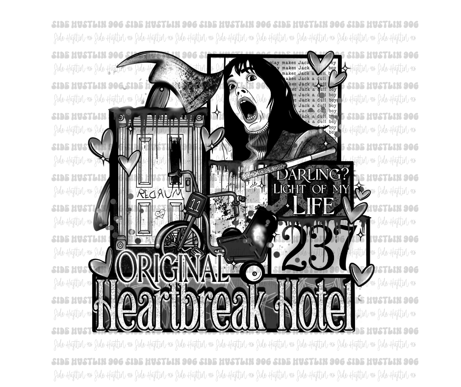 OG Heartbreak grayscale-Ready to Press Transfer
