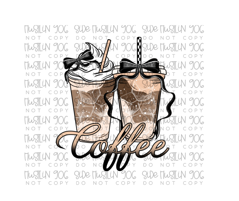 Black Iced Coffee Bows-Ready to Press Transfer