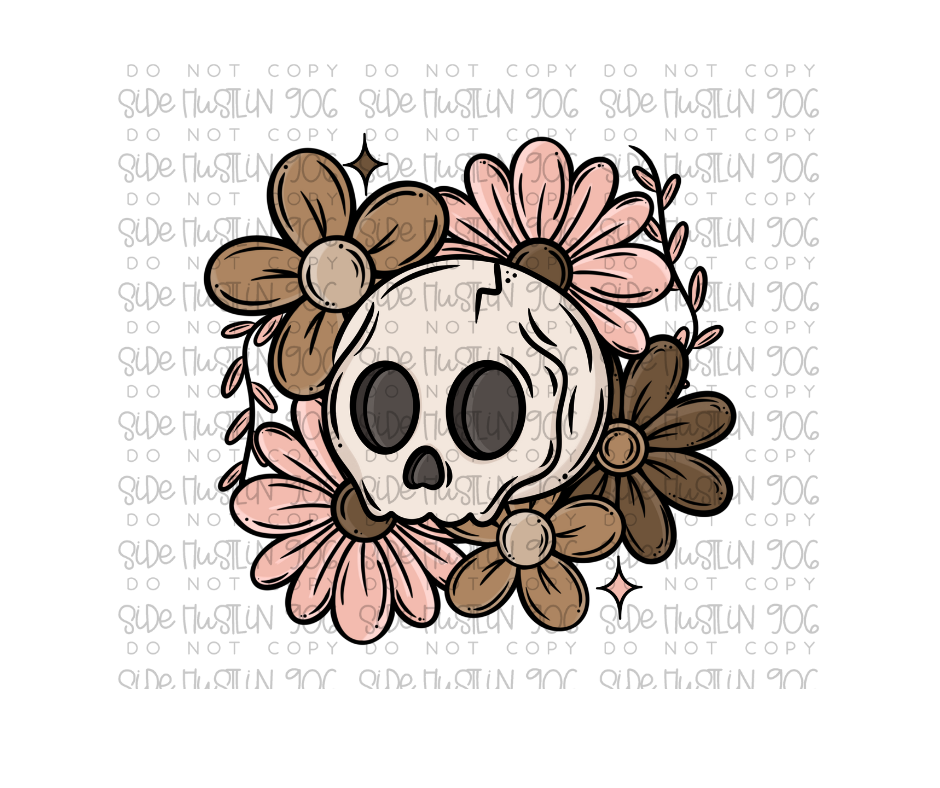 Floral Skull-Ready to Press Transfer