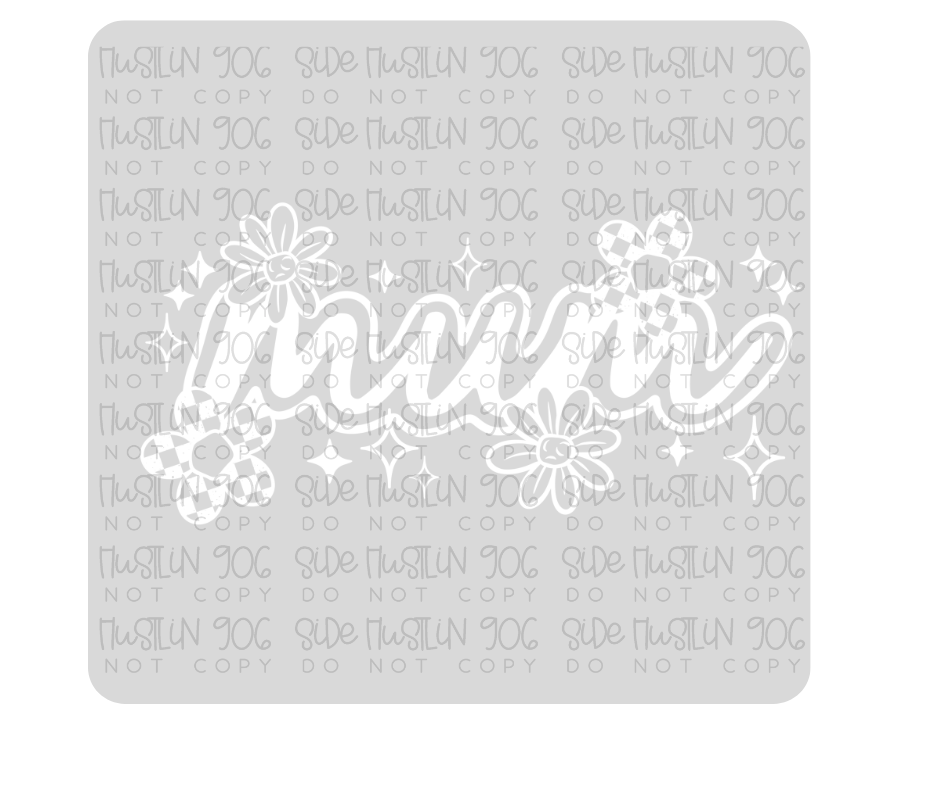 Mum Florals Single Color White-Ready to Press Transfer