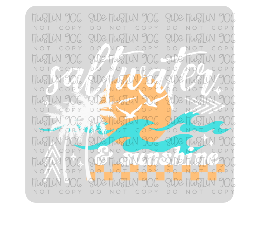 Saltwater and Sunshine White Text-Ready to Press Transfer
