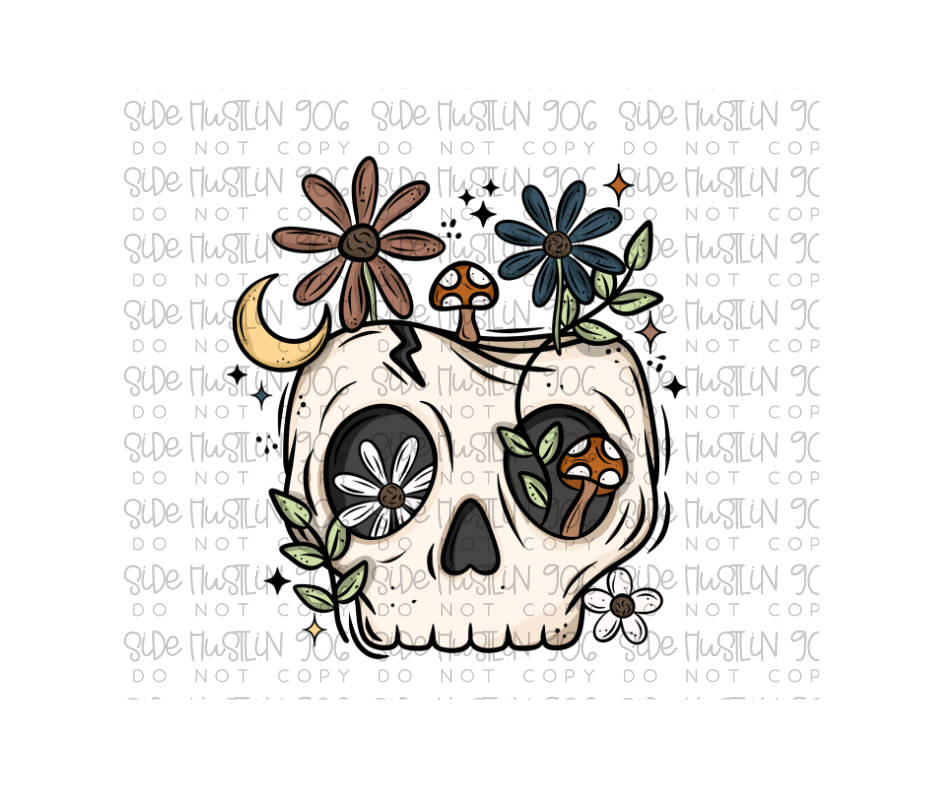 Floral Skull-Ready to Press Transfer