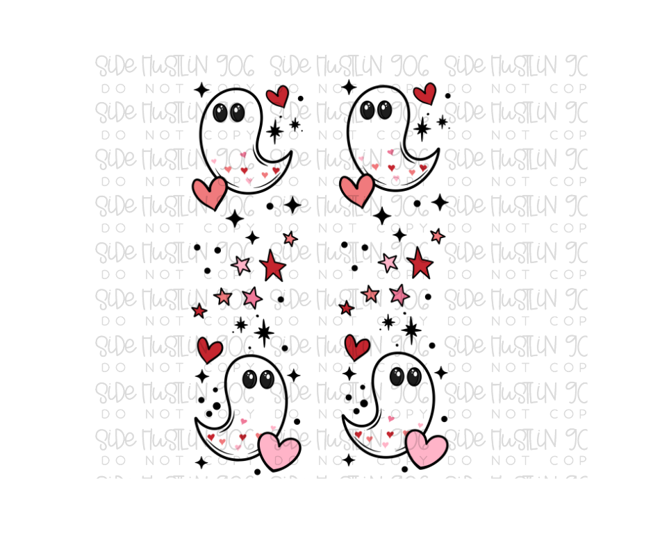 Vday Ghosties Sleeves-Ready to Press Transfer