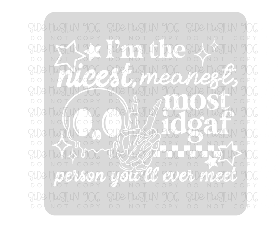 Idgaf Single Color White-Ready to Press Transfer