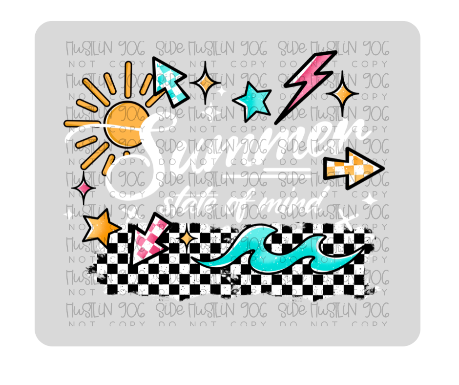 Summer State of Mind White Words-Ready to Press Transfer