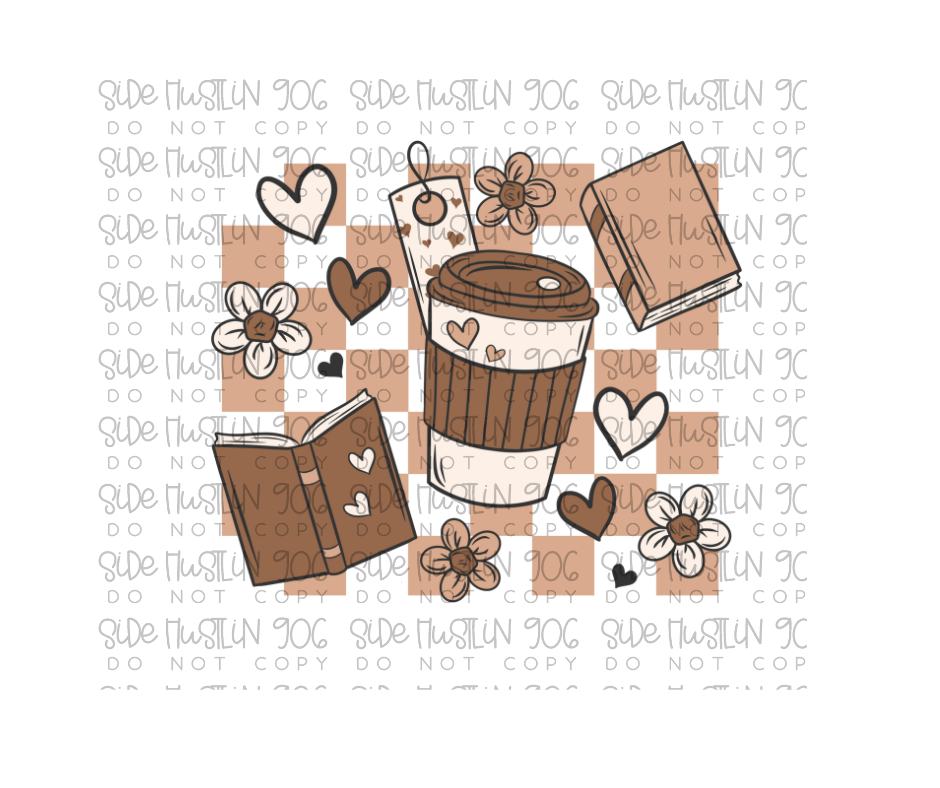Coffee & Books Collage-Ready to Press Transfer