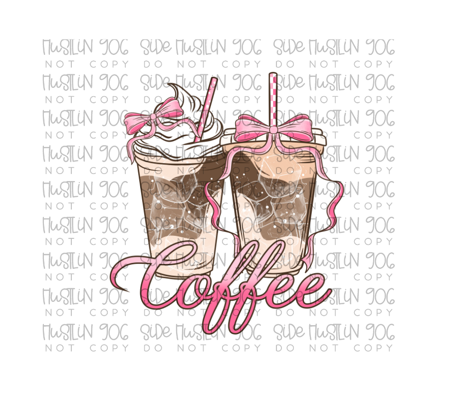 Pink Iced Coffee Bows-Ready to Press Transfer