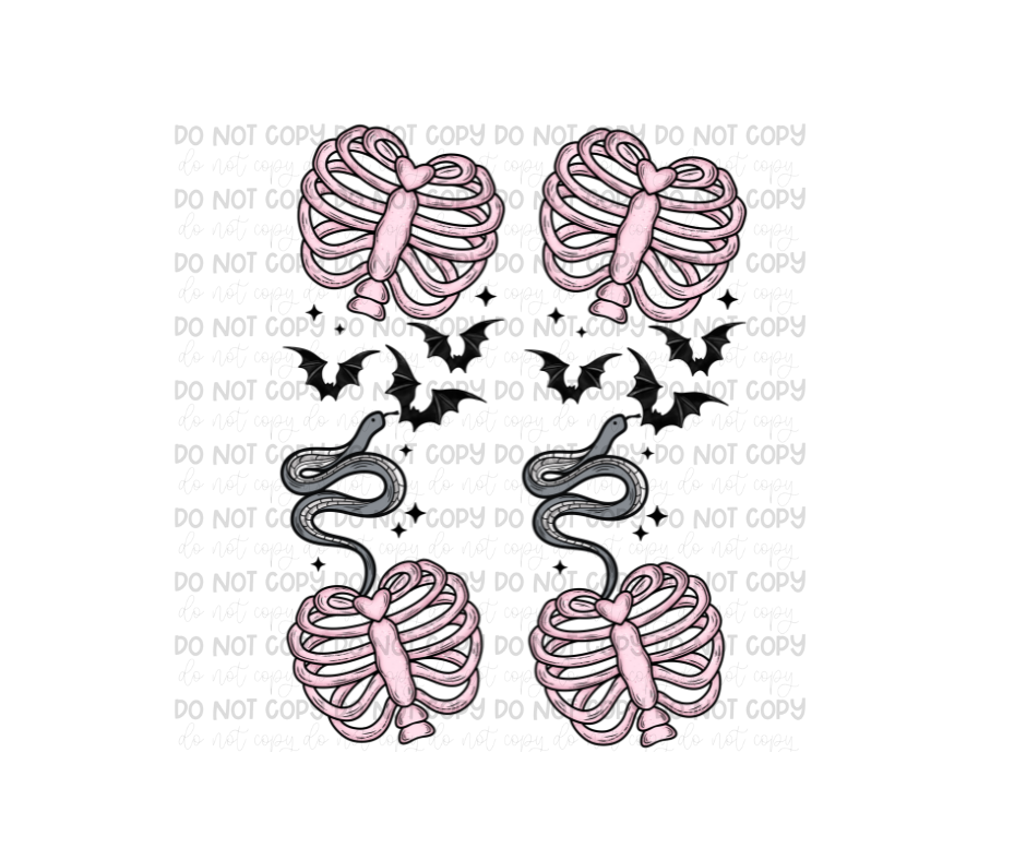 Heart Ribcage Snake Sleeves-Ready to Press Transfer