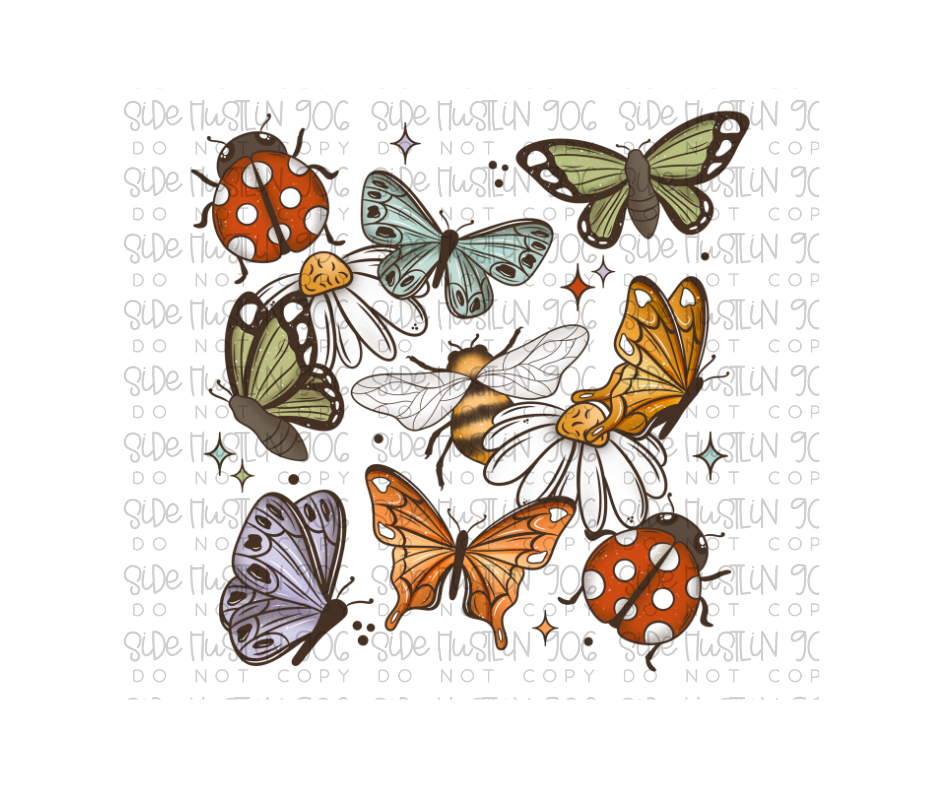 Butterflies Bees and Lady Bugs-Ready to Press Transfer