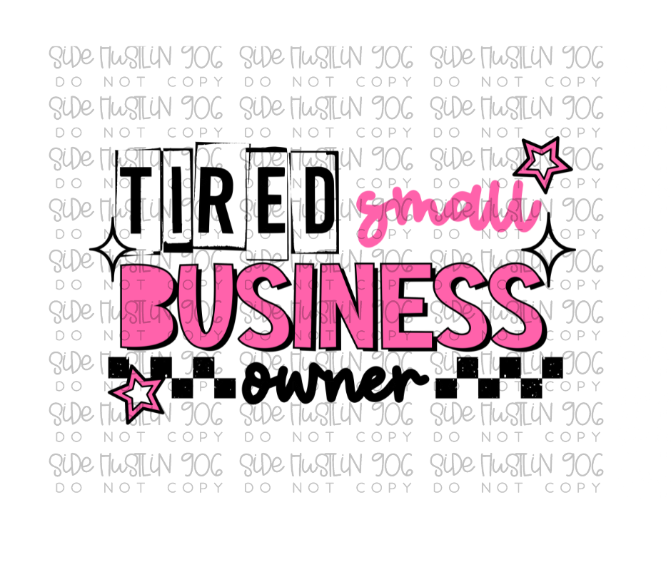 Tired Small Business Owner Pink-Ready to Press Transfer