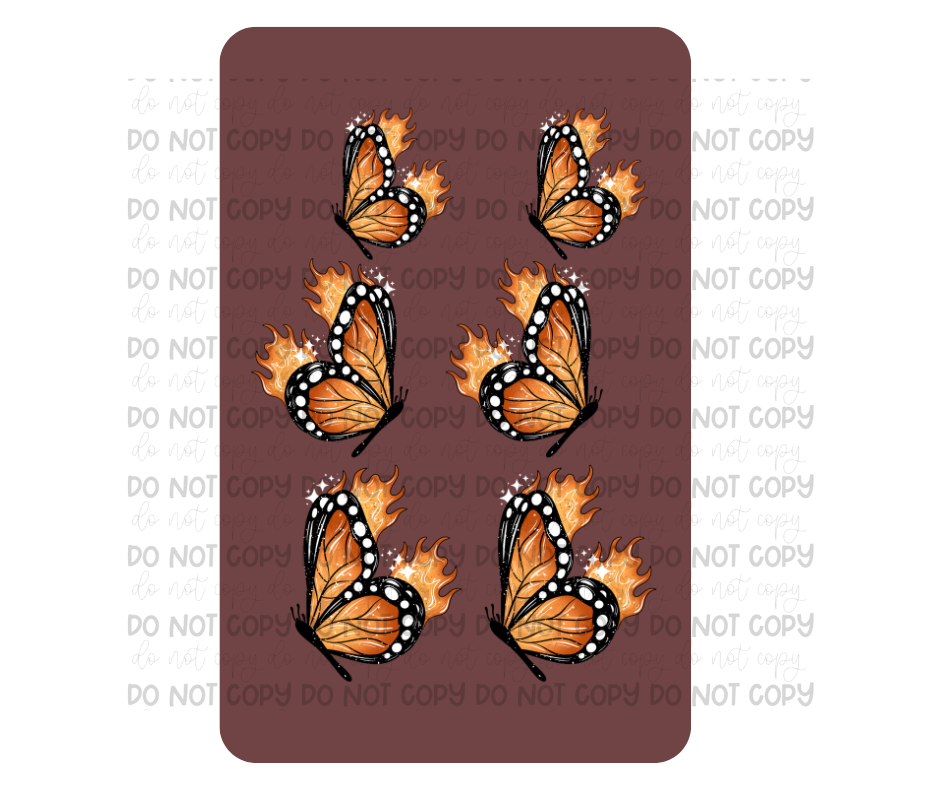 Fire Butterflies white Sleeves-Ready to Press Transfer