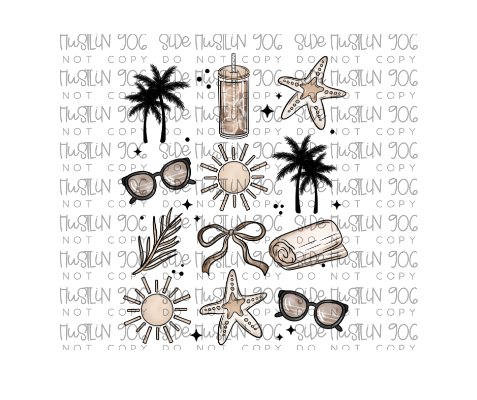 Neutral Beach Grid-Ready to Press Transfer