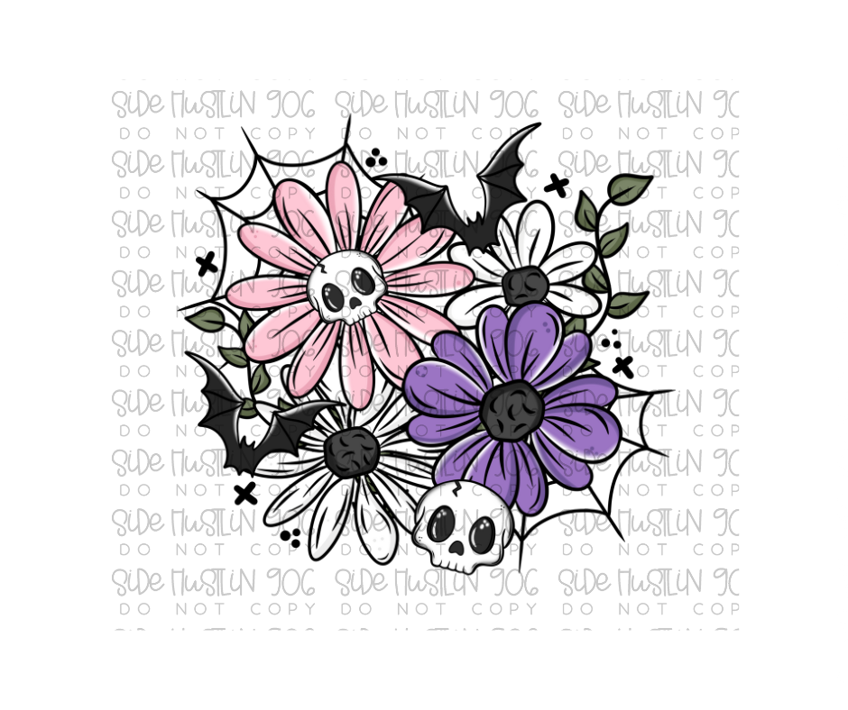 Skellie Bat Florals-Ready to Press Transfer