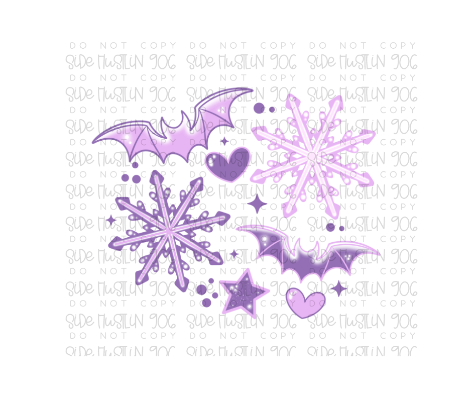 Snowflake Bats-Ready to Press Transfer
