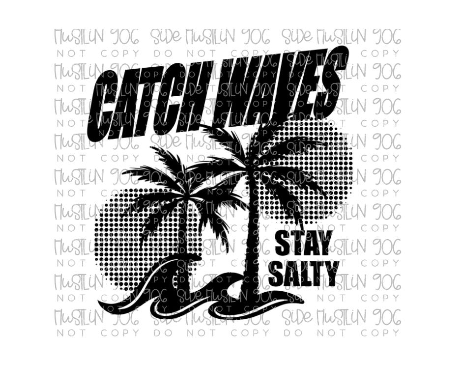 Catch Waves Single Color-Ready to Press Transfer