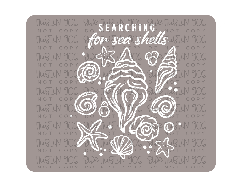 Searching for Shells Single Color White-Ready to Press Transfer