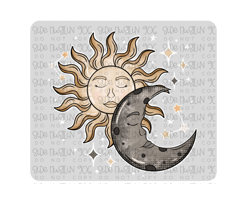 Sun and Moon White Outlines-Ready to Press Transfer