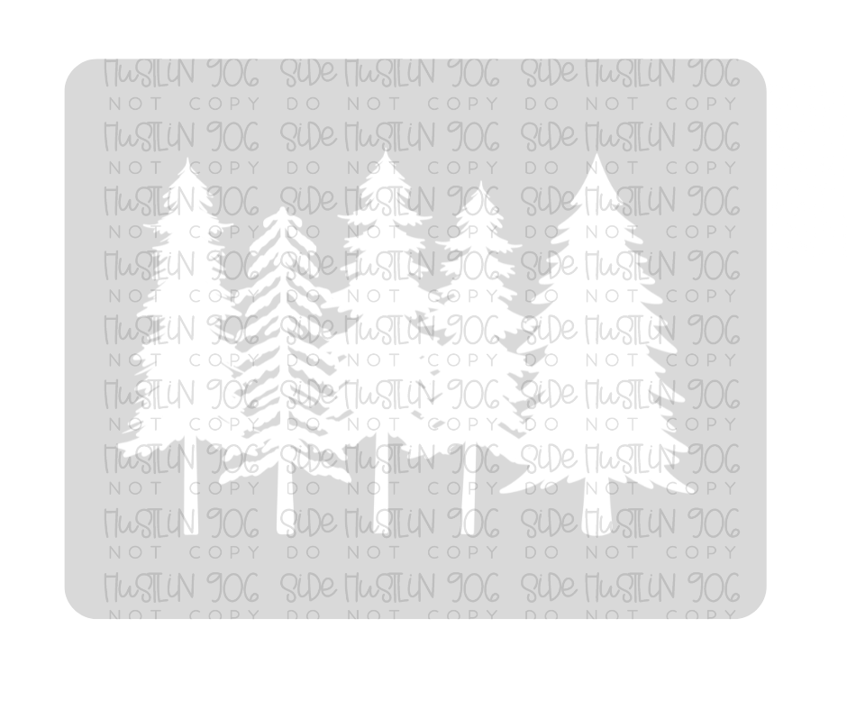 Trees Single Color White-Ready to Press Transfer