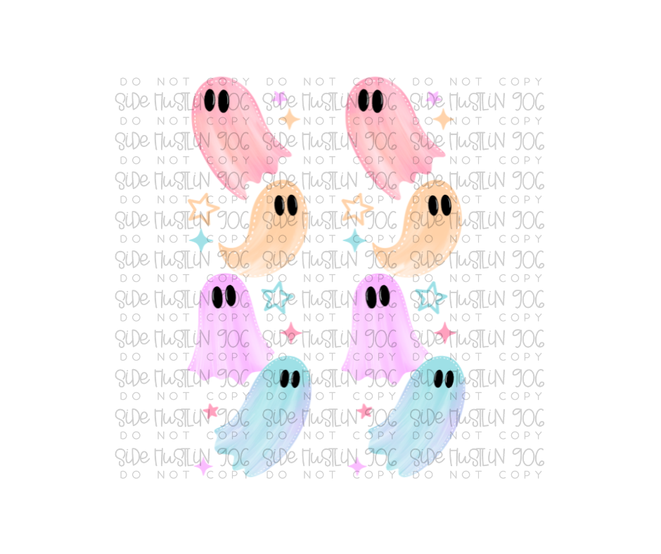 Boo Pastel Ghosts Sleeve-Ready to Press Transfer