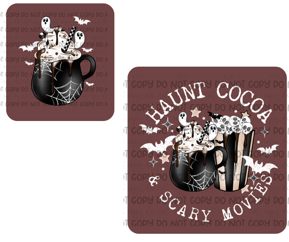 Haunt Cocoa & Scary Movies & pocket white-Ready to Press Transfer