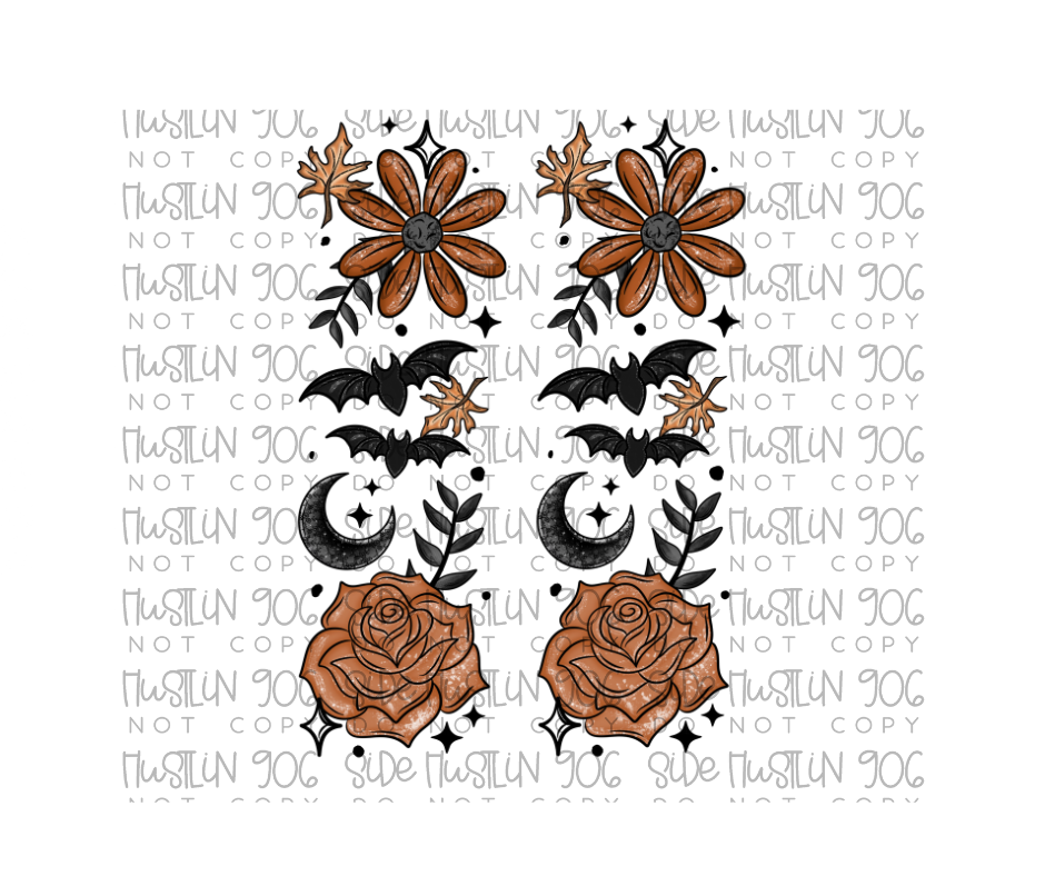 Orange Floral Ghost Sleeve-Ready to Press Transfer