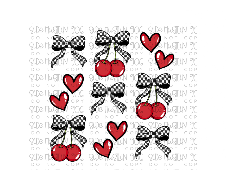 Cherry Grid-Ready to Press Transfer