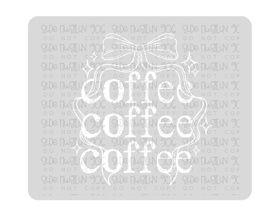 Coffee Bow Single Color White-Ready to Press Transfer