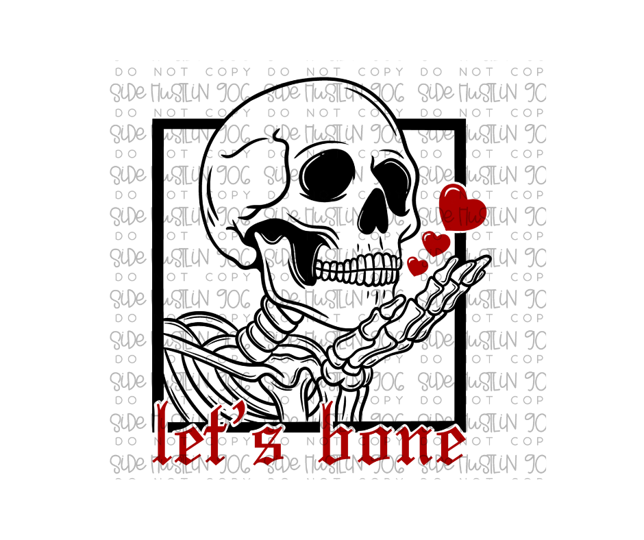 Bone red heart-Ready to Press Transfer