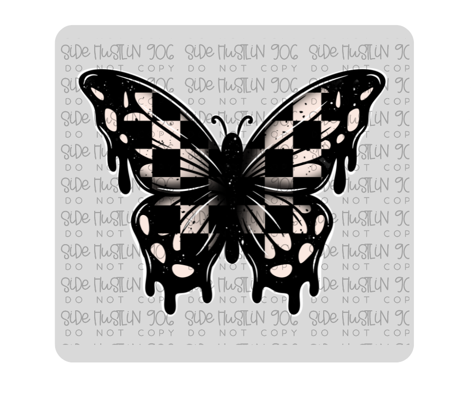 Sticks and Stones butterfly White-Ready to Press Transfer