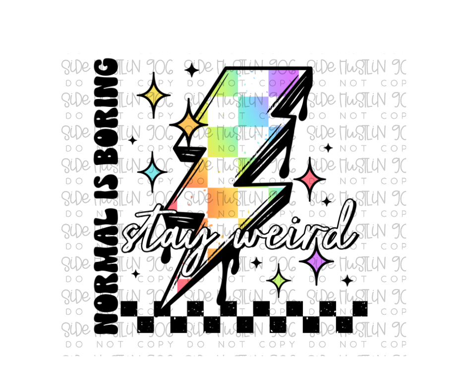 Stay Weird checker Black-Ready to Press Transfer