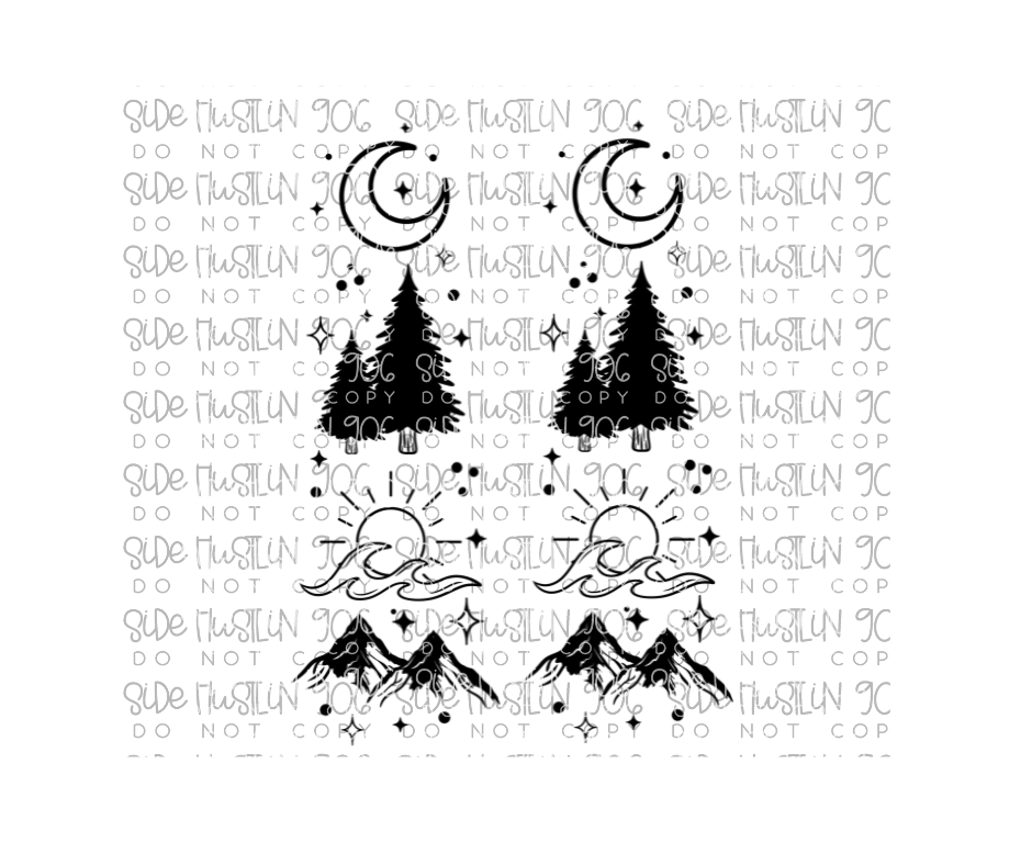 Mountains Trees and Waves Sleeve-Ready to Press Transfer