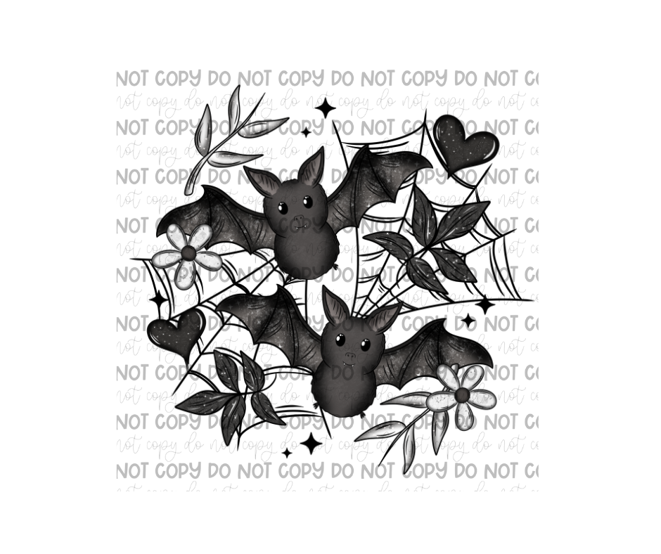 Floral Bats-Ready to Press Transfer