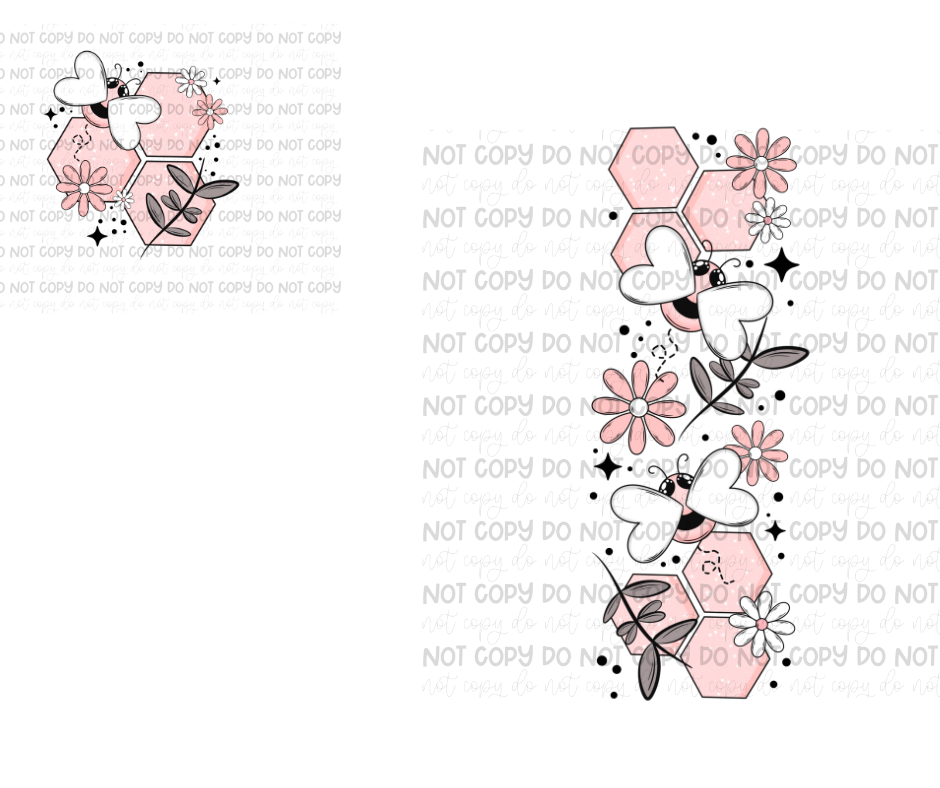 Pink Bees spine & pocket setup-Ready to Press Transfer