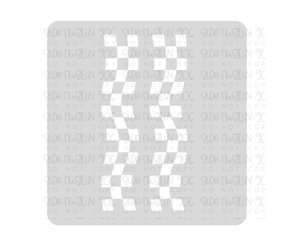 Wavy Checker white Sleeves-Ready to Press Transfer