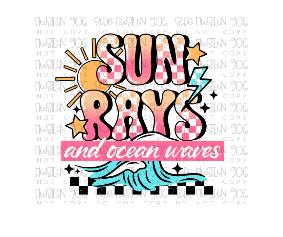 Sun Rays Ocean Waves-Ready to Press Transfer
