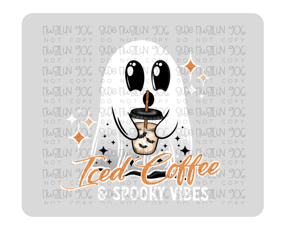 Iced Coffee Ghostie White-Ready to Press Transfer