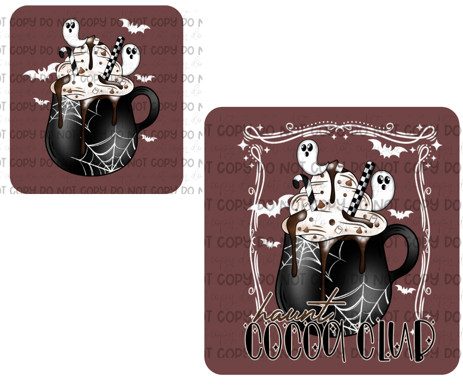 Haunt Cocoa Club & pocket white-Ready to Press Transfer