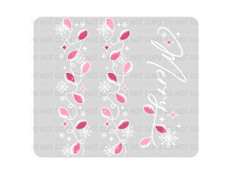 Pink Merry Lights white outline-Ready to Press Transfer