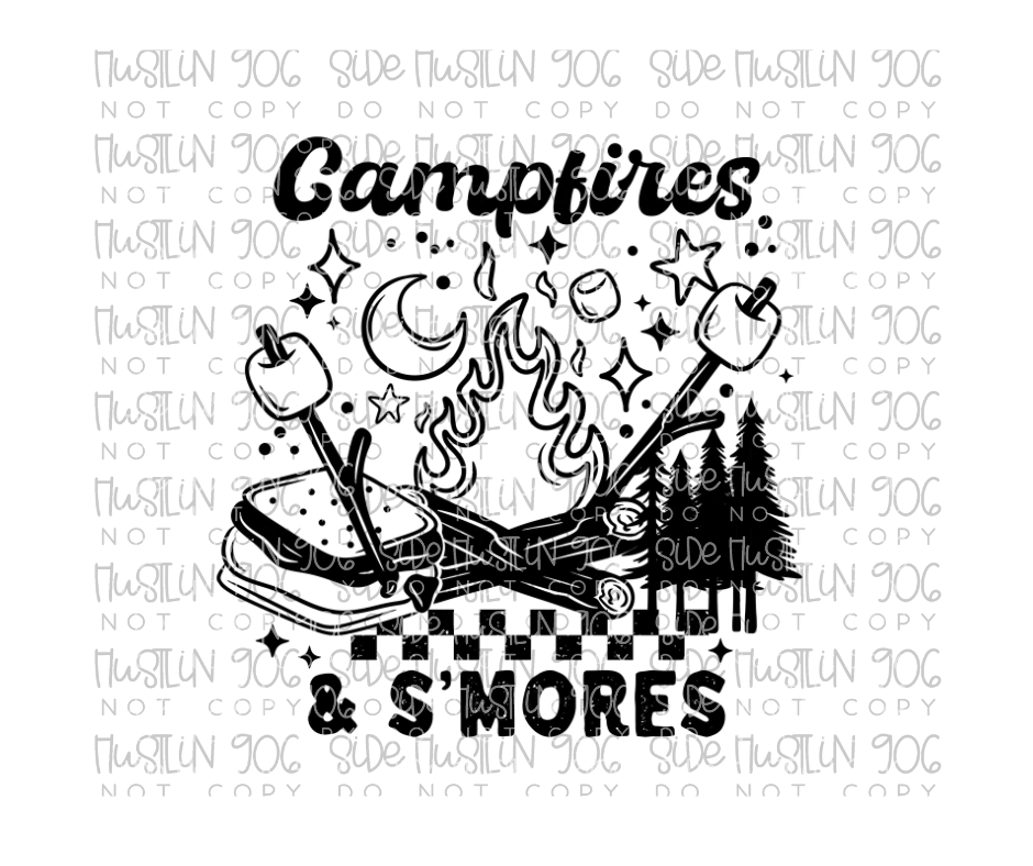 Campfire and S'mores Single Color-Ready to Press Transfer