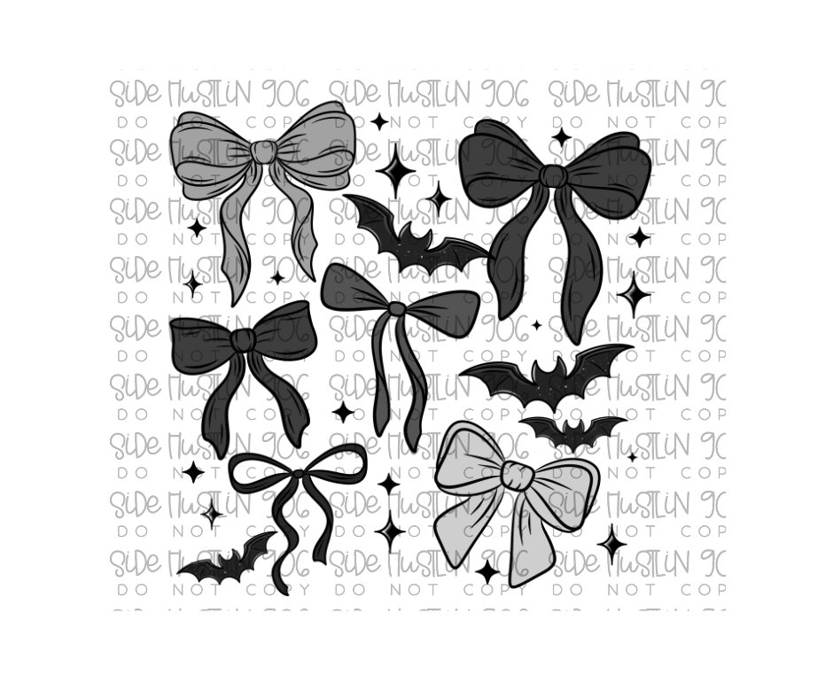 Bats and Bows Collage-Ready to Press Transfer