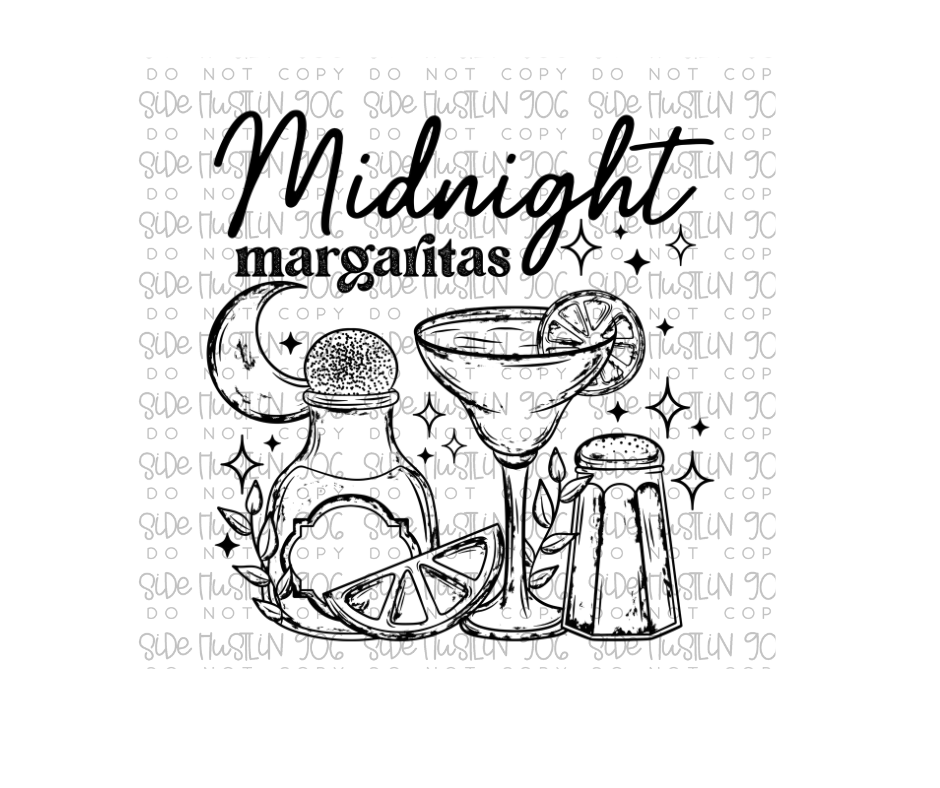 Midnight Margs single color black-Ready to Press Transfer