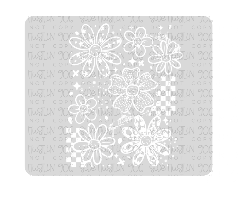Grunge Messy Florals Single Color White-Ready to Press Transfer