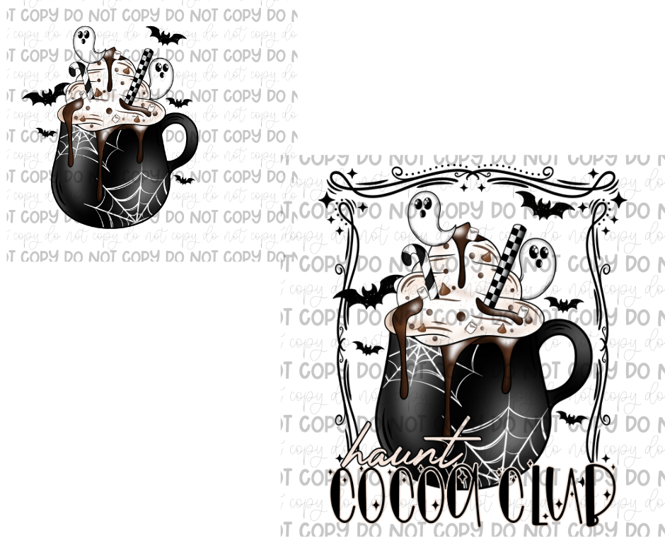 Haunt Cocoa Club & pocket black-Ready to Press Transfer