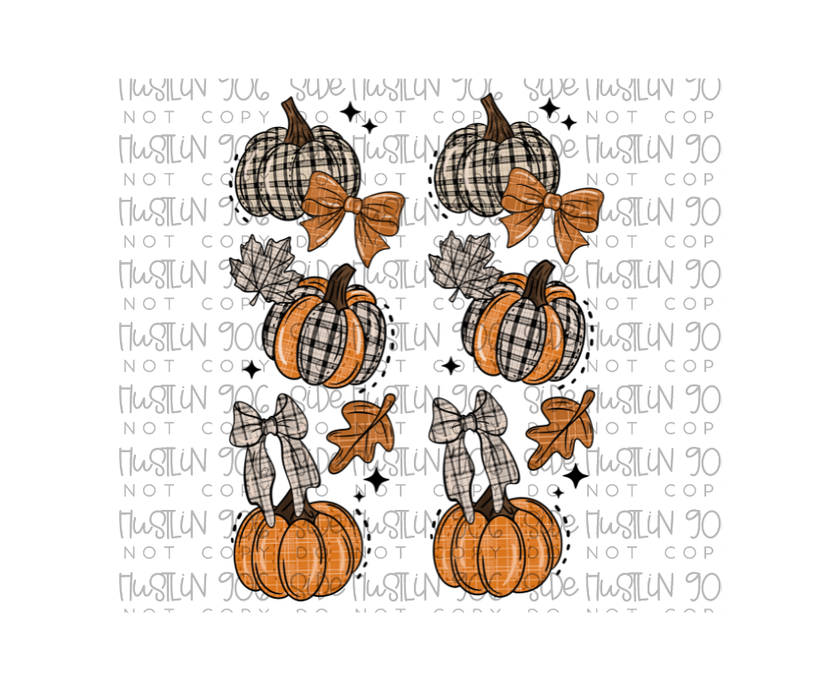 Plaid Pumpkin Bows Sleeve-Ready to Press Transfer