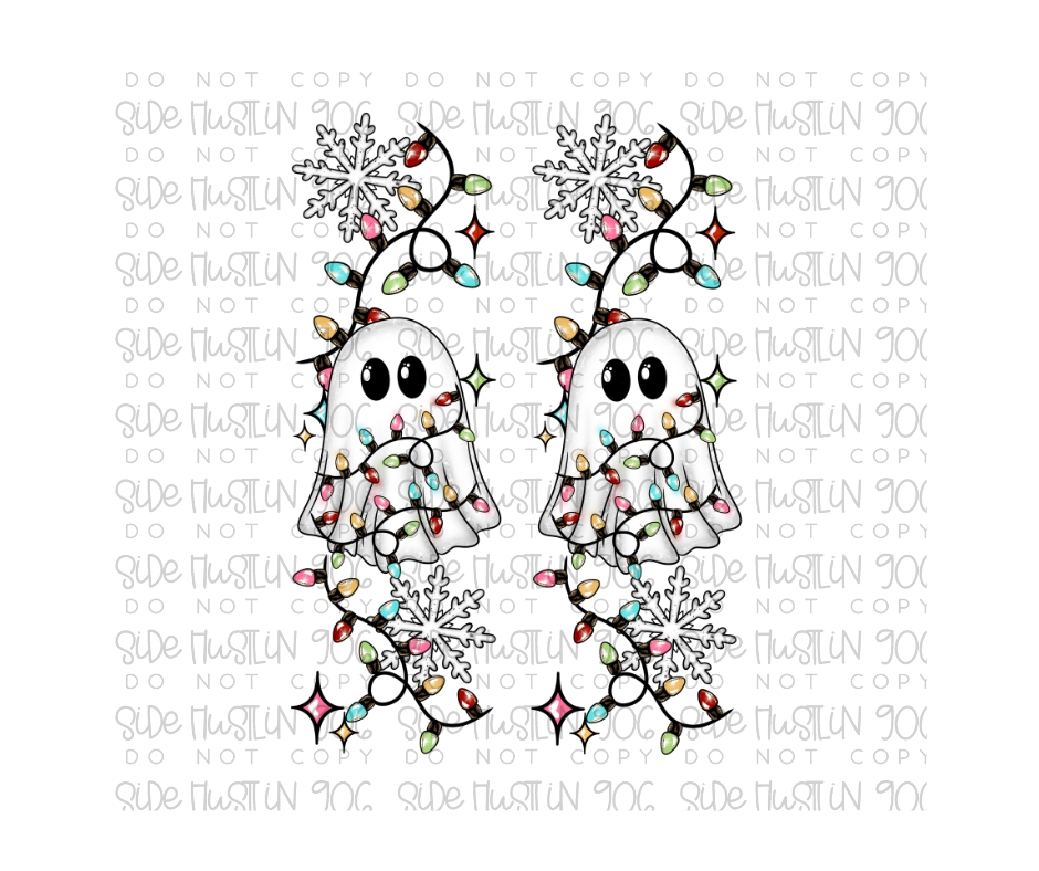 Ghost and Christmas Lights Sleeve-Ready to Press Transfer