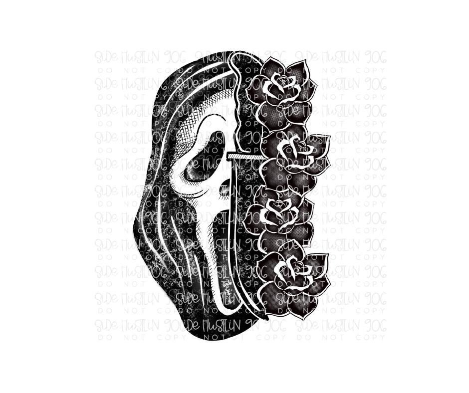 Floral Ghost Face-Ready to Press Transfer